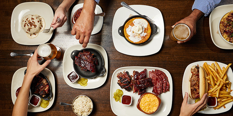 Table full of barbecue items