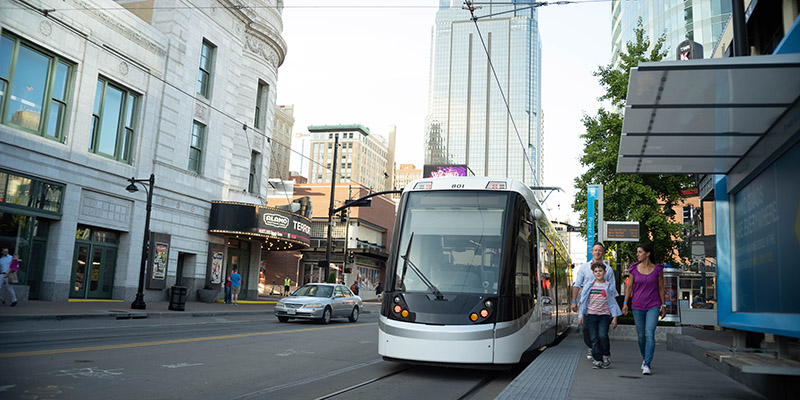 Family boarding the KC Streetcar